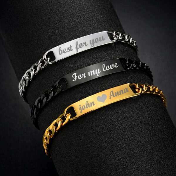 Personalized Engraved Chain Bracelets – Stainless Steel Premium Gift Set