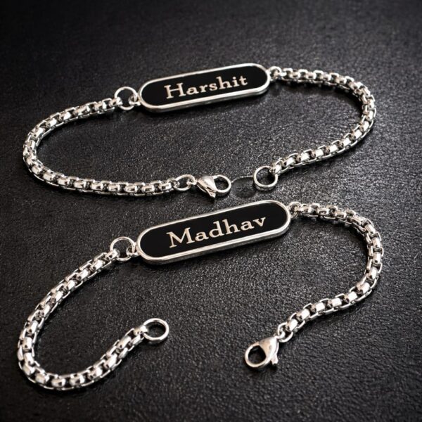 Personalized Name Bracelet for Men – Premium Stainless Steel Engraved Chain Bracelet | Custom Name Gift