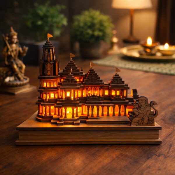 Ram Mandir Ayodhya Model 3d-With Light And Adopter