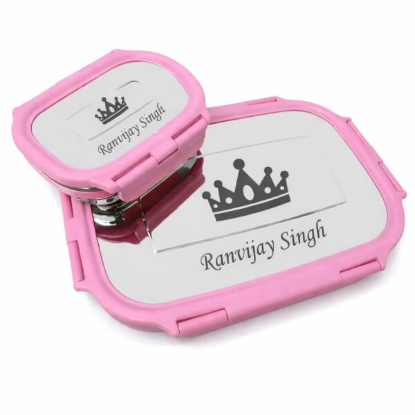 Personalized Stainless Steel Lunch Box for Kids | Customized Name Lunch Box with Lock Lid | School Tiffin Box