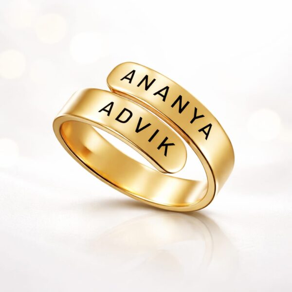 Personalized Gold Name Ring for Couples
