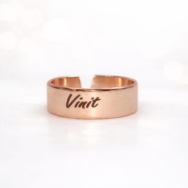 Personalized Rose Gold Name Ring | Customized Adjustable Engraved Ring for Men & Women