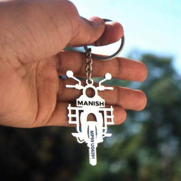 Customized Metal Bike Keychain with Number Plate | Personalized Engraved Key Ring for Bike lovers| Stylish Durable Stainless Steel Keychain