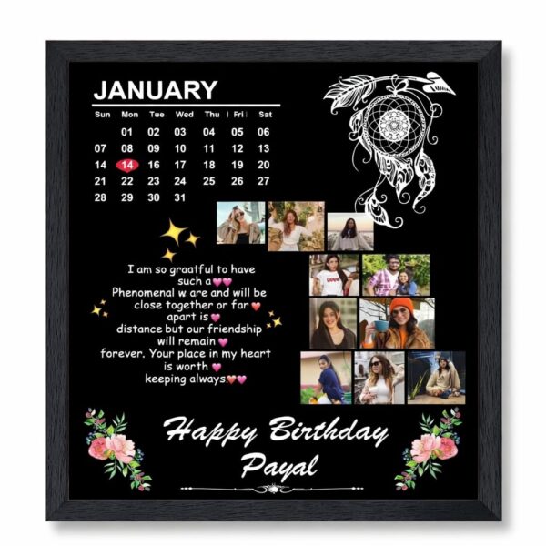Personalized Birthday Photo Calendar Frame – Custom Date, Photos & Message