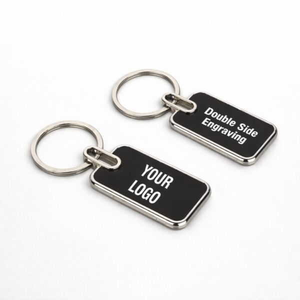 Personalized Double Side Engraved Metal Keychain – Custom Logo & Text